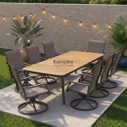 9pc Outdoor Dining Table With Swivel Chairs Patio Furniture Set
