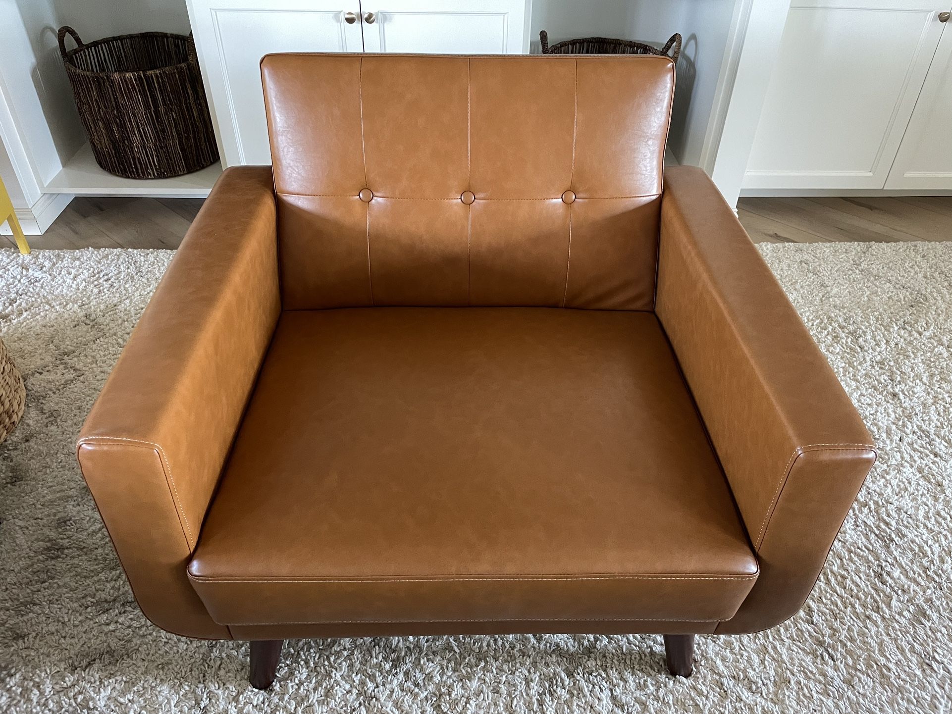 Mid-Century Modern Faux Leather Chair