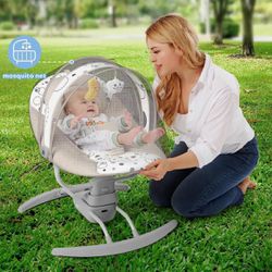 Kmaier Electric Baby Swing, Baby Rocker for Infants with 3 Speeds, 8 Songs