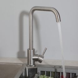 Swivel Spout Kitchen Sink Faucet Brushed Nickel Single Hole Mixer Deck Mount TapK15 $30