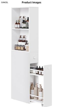 VASAGLE Slim Bathroom Storage Cabinet, Bathroom Cabinet for Small Spaces, White