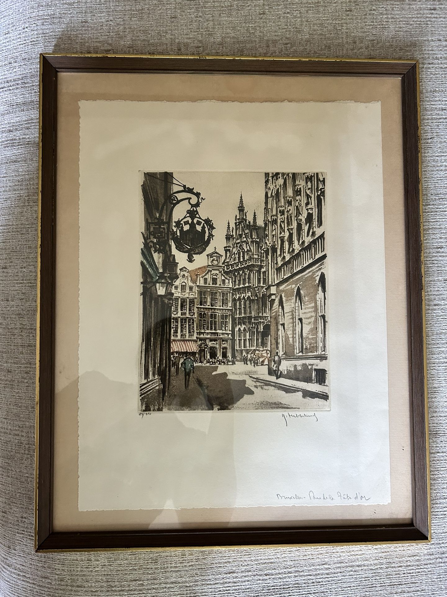 Antique Etching “ Rue De La Fete D’ore”