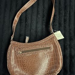 	Vintage Croc-Embossed Shoulder Bag
