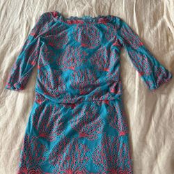 Lilly Pulitzer Teal Coral Lace Dress (XXS/00)