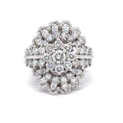 14Kt White Gold Starburst Cluster Diamond Ring 11.60g Size 7.5 196737
