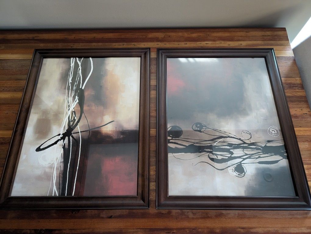 Stunning Framed Abstract Art Pair – Solid Wood Frames
Elevate your decor with this captivating set of two framed abstract paintings! Featuring bold,