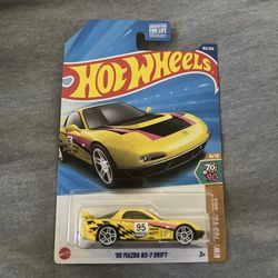 2025 Hot Wheels 1995 Mazda RX-7 Drift Yellow Car Toy HW 70s vs 90s