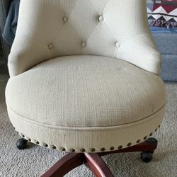 Sinclair Fabric Adjustable Height Swivel Office Desk Task Chair in Beige and Cherry Brown with Wheels