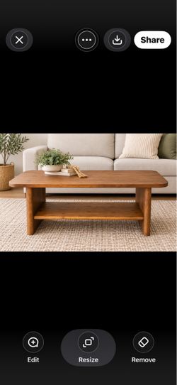 Wooden Coffee Table with Lower Shelf