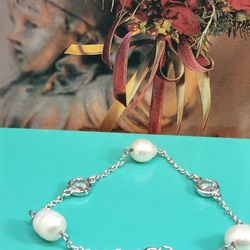925 FRESHWATER PEARLS VINTAGE BRACELET, NEW
