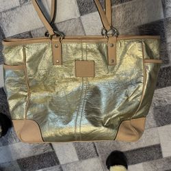 Coach Tote- Used- Cream & Gold $30
