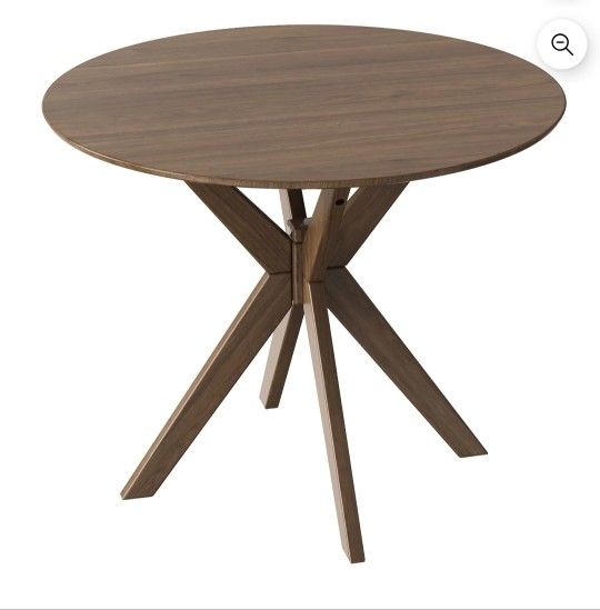 Modern Round Wood Dining Table 35'' W/ Solid Wood Legs& Base for Home, Office