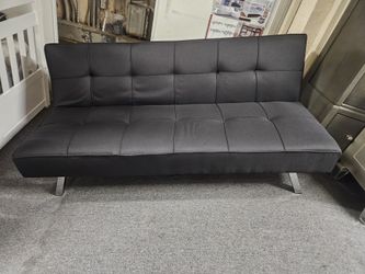 Brand New 67" x 35" Black Faux Leather Sofa Futon