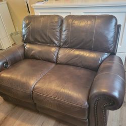 Leather Loveseat and Recliner-electric