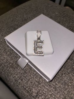 Letter E Baguette Moissanite Pendant