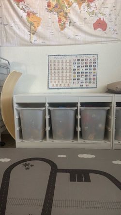Ikea toy organizer with bins