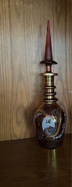 Decorative Glass Decanter with Portrait Medallion