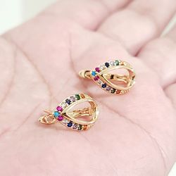 18k Gold Plated Zircon Earrings New 