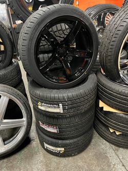 20 inch black staggered offset wheels rims tires Charger challenger 5x115
