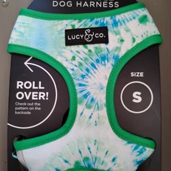 Lucy And Co. Reversible Dog Harness Tie Die Green/Blue New