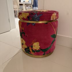 Velvet Floral Ottoman