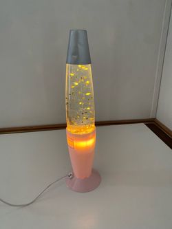 Lava Like Neon Glitter Lamp Pink KL-319 Glass Plastic 13 Inch Rocket