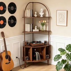 Arched Corner Turntable Stand Table, Corner Storage Cabinet