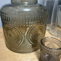 Gray Glass Vase And Votives