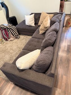 Gray Fabric Sectional Sofa with Chaise