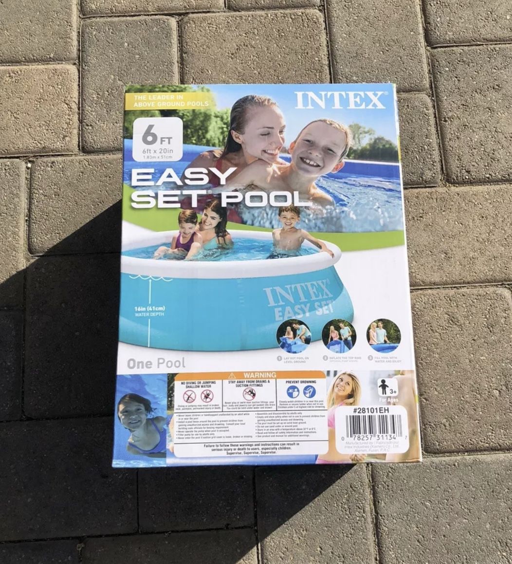 Intex Pool 6x20 6ft X 20in Easy Set Above Ground Pools, 6 x 20, New