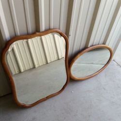 Mirrors Antique Wood Wooden Vintage Shabby Chic Beveled Edge Mirror Glass Home Decor  Oval 