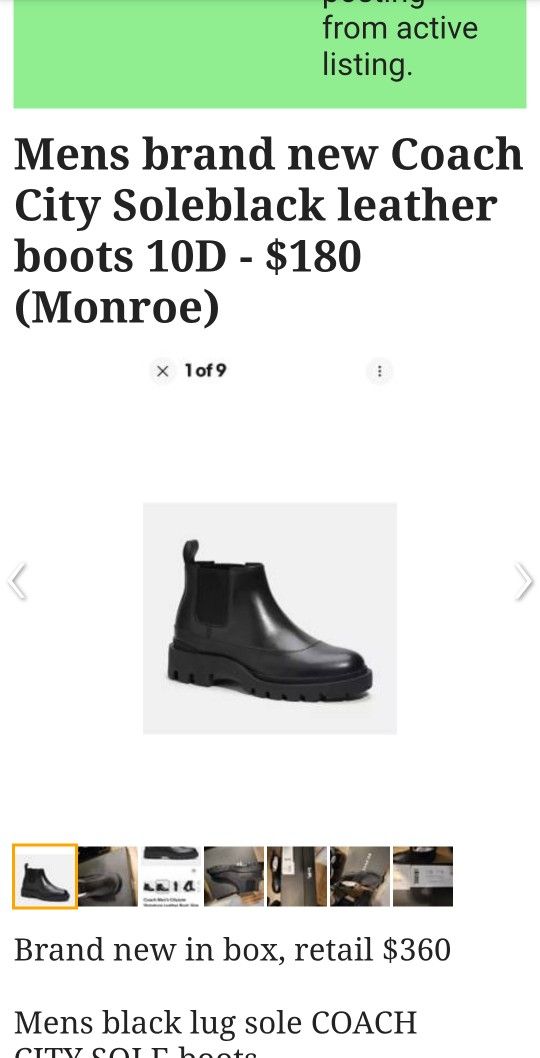 Coach Men's Cityscape Lugsole Leather Boots