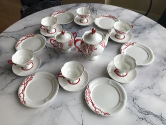 Lomonosov Imperial Porcelain Tea Set 6 Persons “Coral”