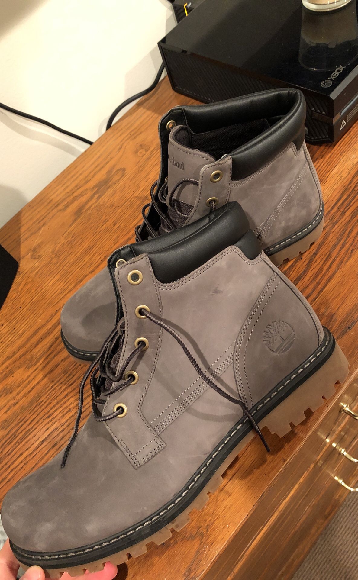 Men’s 10.5 Grey Timberland Weather Proof Boots