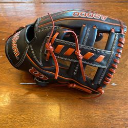 New Wilson A2000 Size 11.5 Pro-Stock Black With Leather Brown Laces