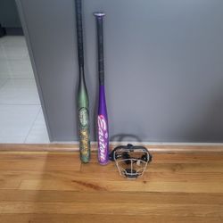 Softball Bats & Face Mask