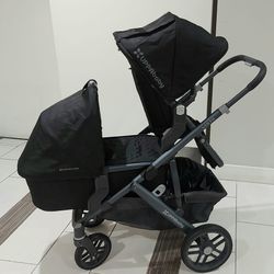 VISTA Black Double Stroller Toddler Seat Bassinet  (Rumbleseat)