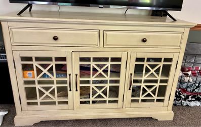 3 drawer cream media stand