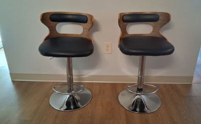 Mid-Century Modern Adjustable Bar Stools – Set of 2