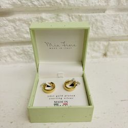 Mia Fiore MADE IN ITALY 18kt gold plated sterling silver 2hoops earrings brand new with box