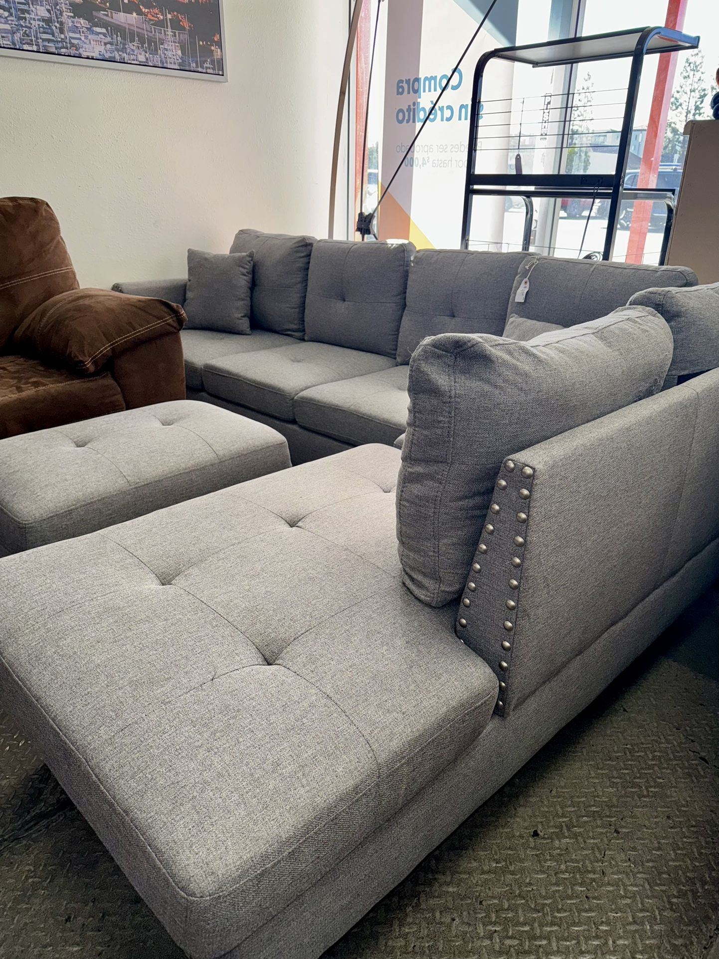 Small L Shaped Sectional Couch With Storage, Sofa With Ottoman 