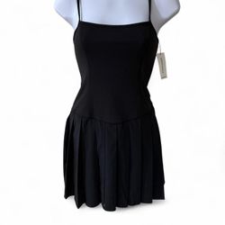 Aeropostale Black Pleated Mini Dress Spaghetti Straps NWT S