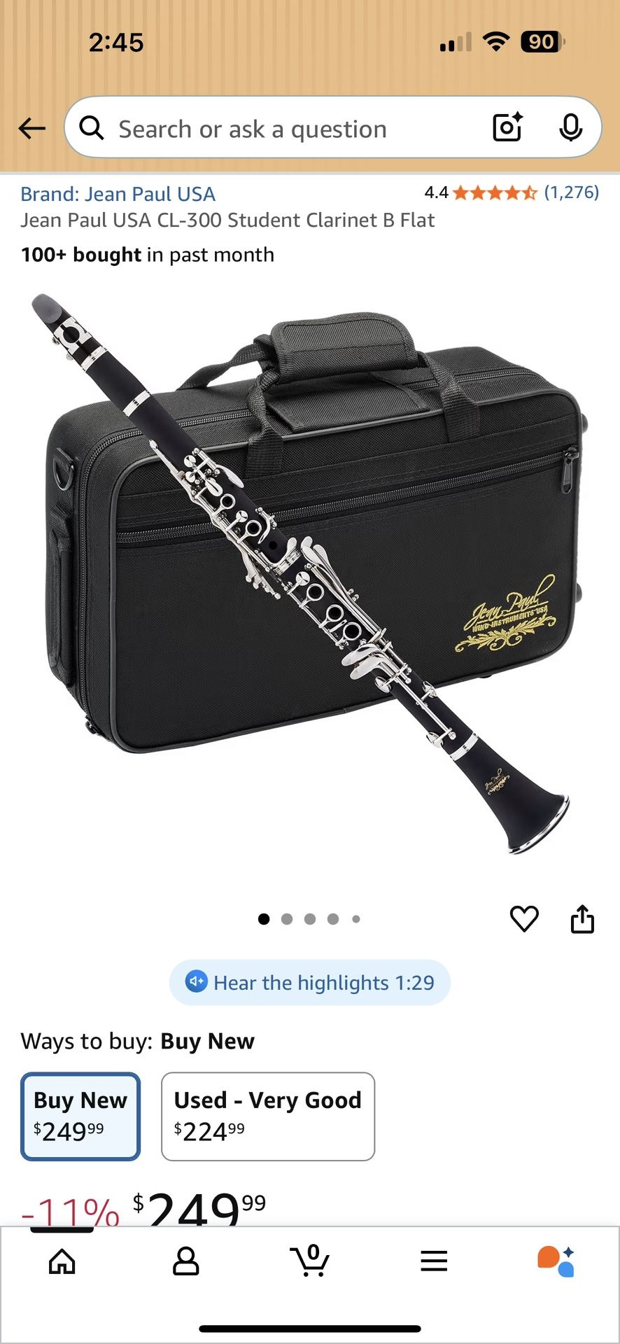 Jean Paul USA CL-300 Student Clarinet B Flat