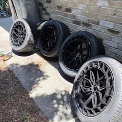 Set of 20” wheels and brand new tires