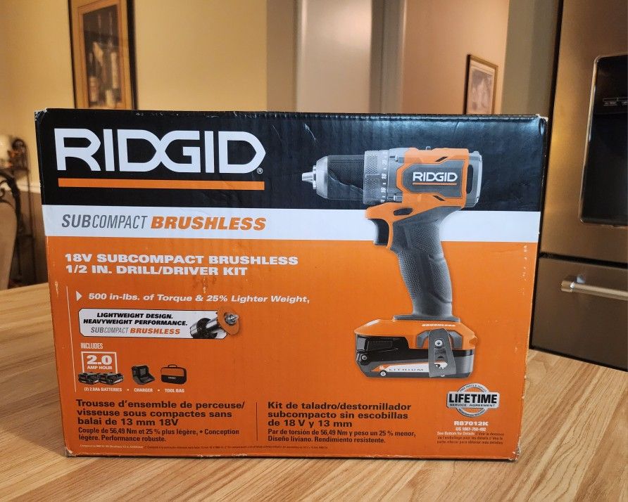 Ridgid 18V SubCompact Brushless Cordless Drill/Driver Kit -BRAND NEW