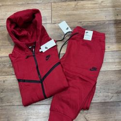 Nike Men's Tech Fleece Full-Zip Red Size S-XL