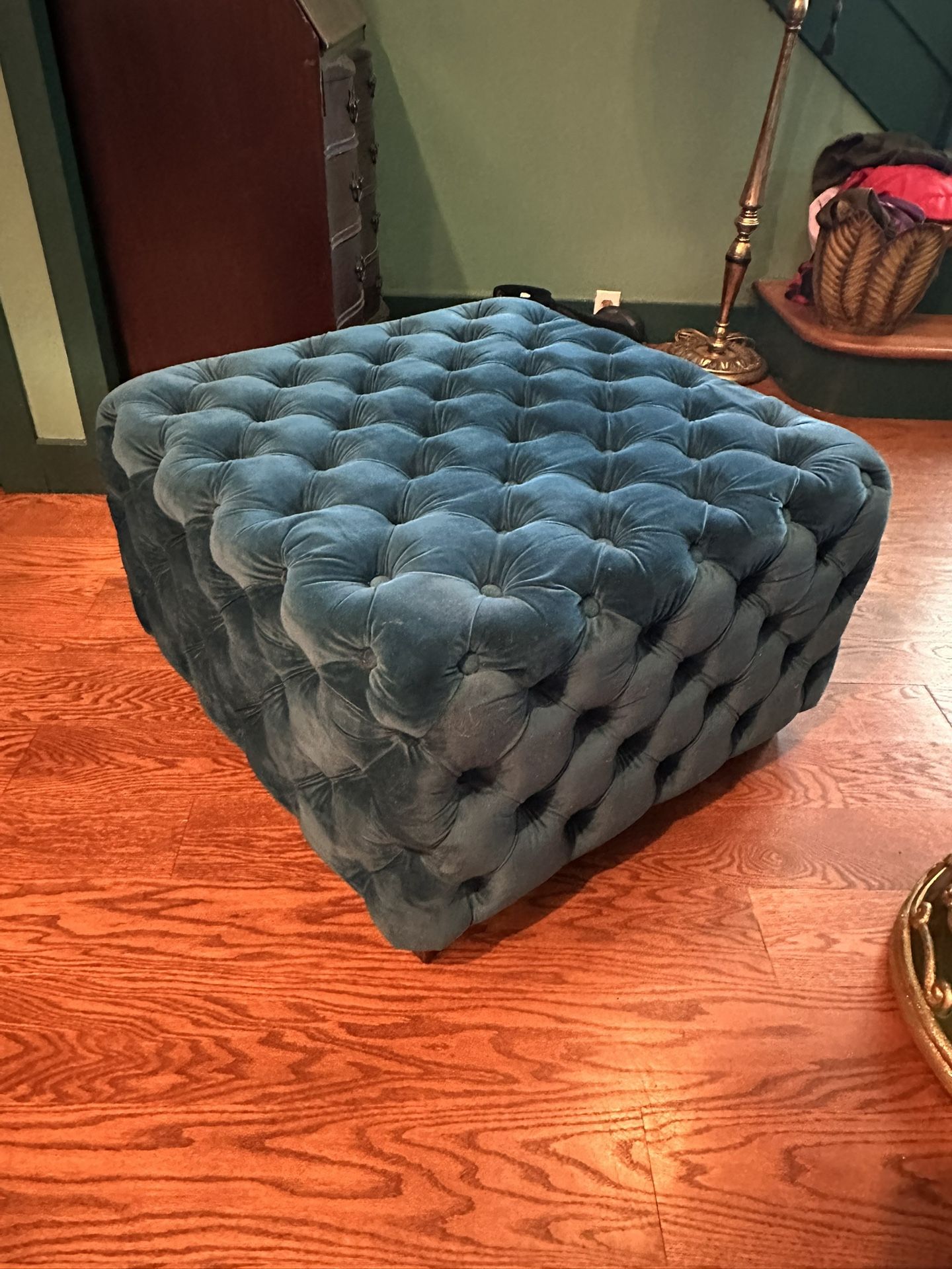 Teal Tufted Ottoman