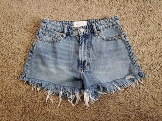 Dear John Blue Denim Frayed Hem Shorts