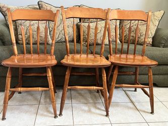 Vintage S Bent & Bros Colonial Wood Chairs Set (3)
