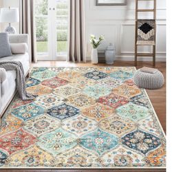 SPECIAL!!! $75: 9x12 Area Rug Large Moroccan Trellis Machine Washable Rug Vintage